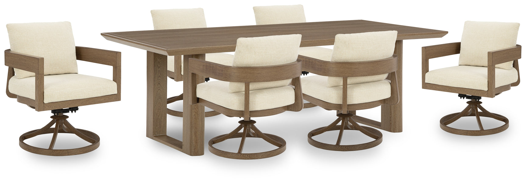 Serene Dark Brown Bay Outdoor Dining Table and 6 Chairs