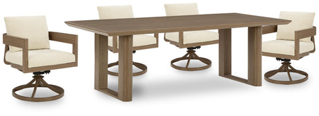 Serene Dark Brown Bay Outdoor Dining Set — Outdoor Dining Table and 4 Chairs