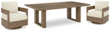 Serene Dark Brown/White Bay 2 Outdoor Lounge Chairs with End Table