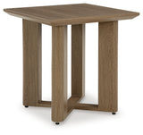 Serene Dark Brown/White Bay 2 Outdoor Lounge Chairs with End Table