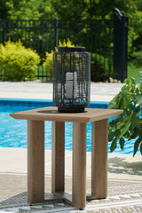 Serene Dark Brown/White Bay 2 Outdoor Lounge Chairs with End Table
