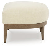 Serene Bay Dark Brown/White Outdoor Ottoman with Cushion