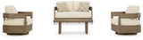 Serene Dark Brown/White Bay Outdoor Loveseat and 2 Chairs with Coffee Table