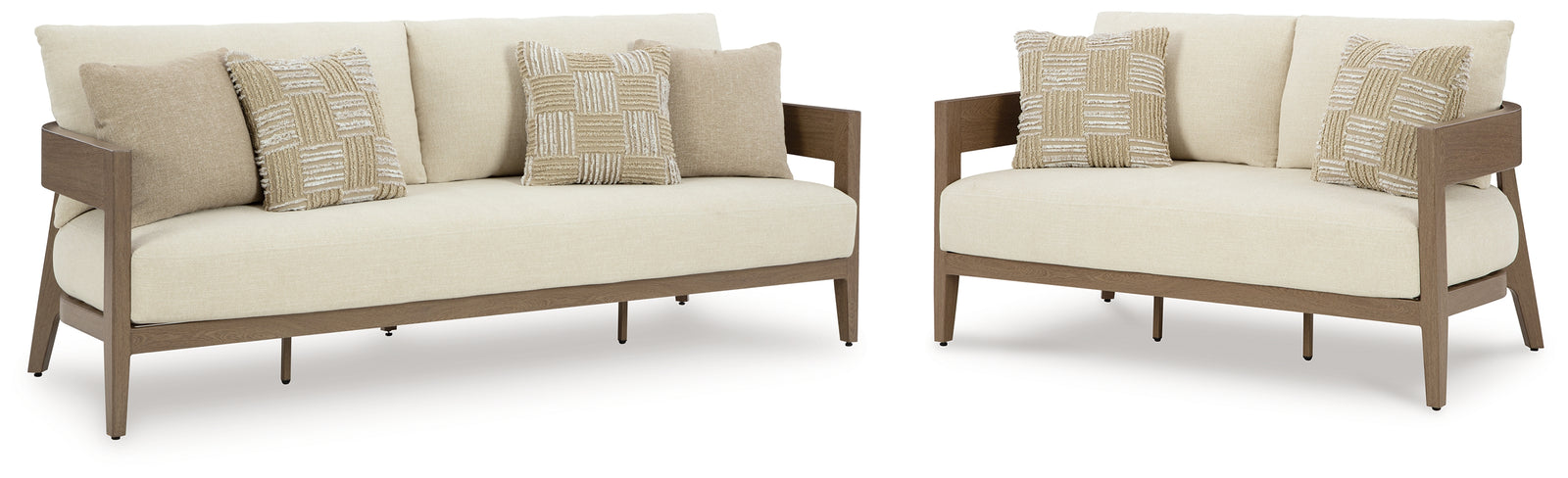 Serene Dark Brown/White Bay Outdoor Sofa and Loveseat