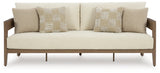 Serene Dark Brown/White Bay Outdoor Sofa and 2 Chairs with Coffee Table