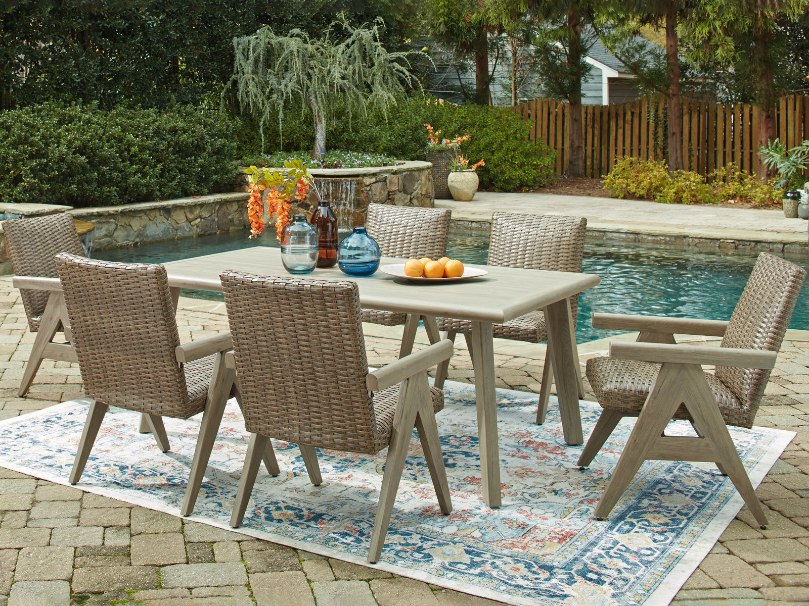 Cliff Beige Trails Outdoor Dining Table and 6 Chairs