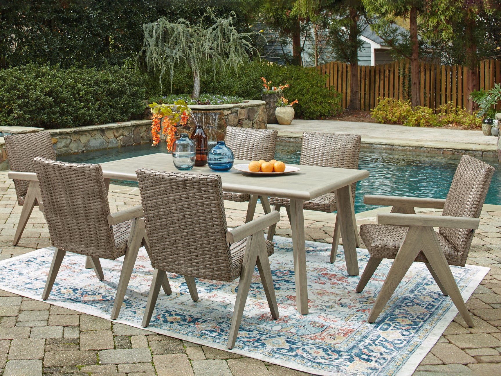 Cliff Beige Trails Outdoor Dining Table and 6 Chairs