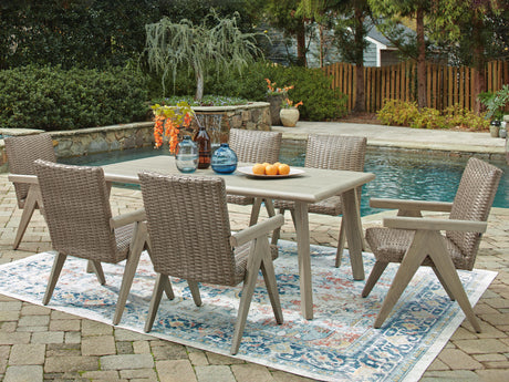 Cliff Beige Trails Outdoor Dining Set — Outdoor Dining Table and 6 Chairs