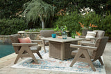Cliff Beige Trails Outdoor Fire Pit Table and 4 Chairs