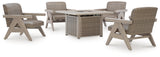 Cliff Beige Trails Outdoor Fire Pit Table and 4 Chairs