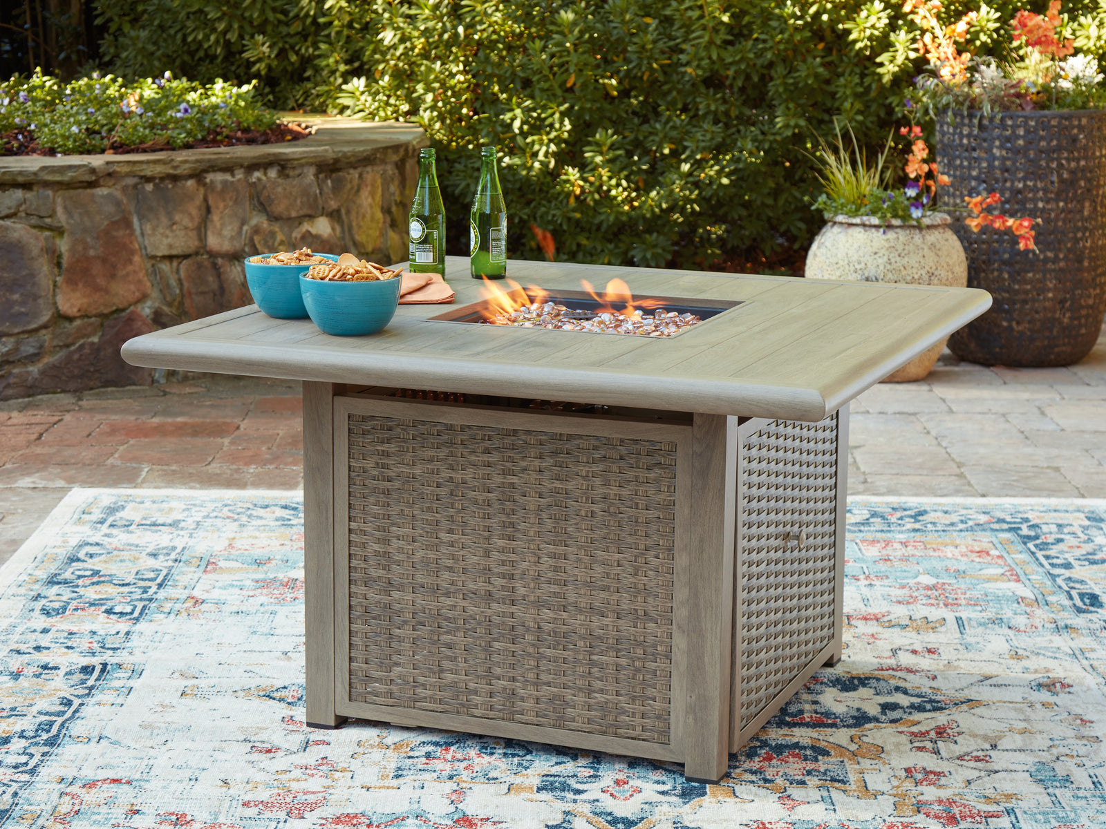 Cliff Trails Beige Fire Pit Table