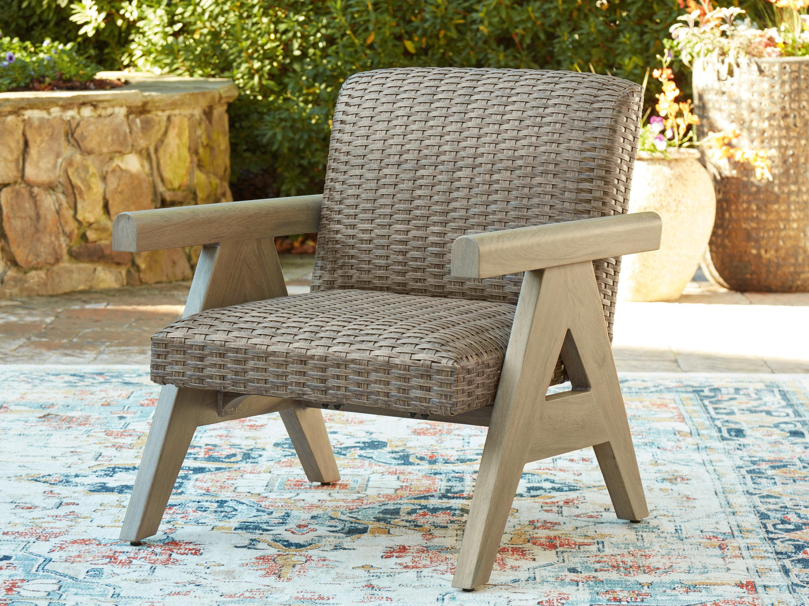 Cliff Trails Beige Outdoor Rocking Lounge Chair