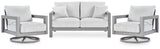 Hurley Gray Park Outdoor Loveseat with 2 Lounge Chairs