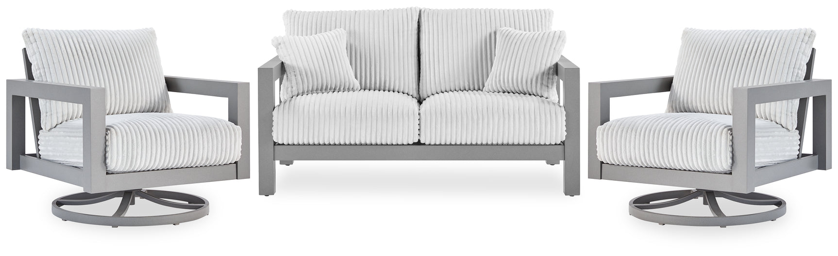 Hurley Gray Park Outdoor Loveseat with 2 Lounge Chairs