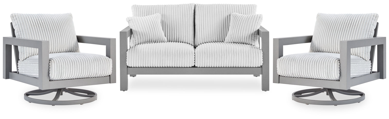 Hurley Gray Park Outdoor Loveseat with 2 Lounge Chairs