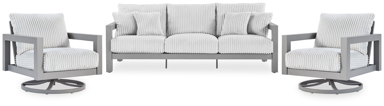 Hurley Gray Park Outdoor Sofa with 2 Lounge Chairs