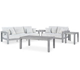 Hurley Gray Park Outdoor Sofa and Loveseat with Coffee Table and 2 End Tables