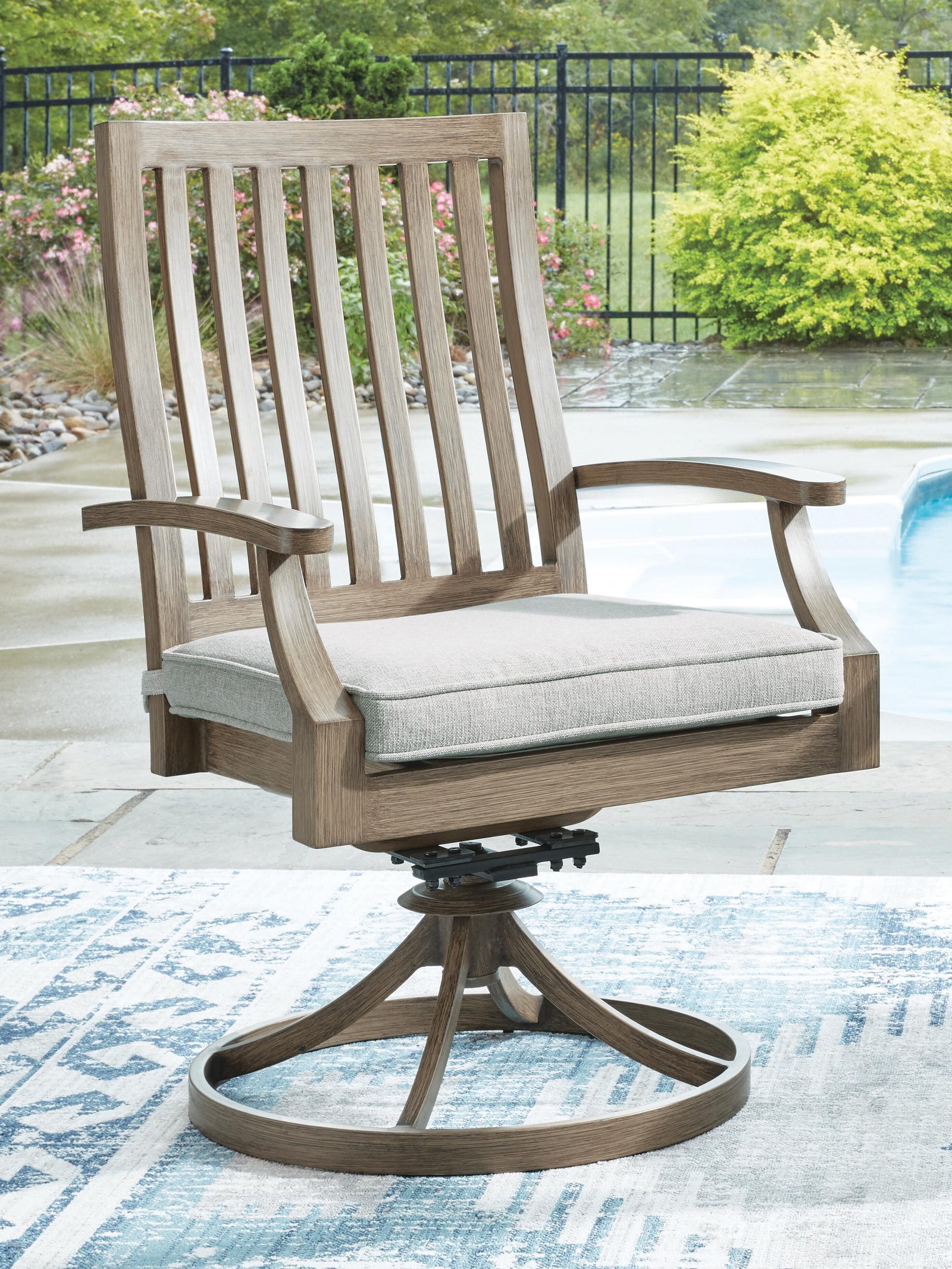 Rainier Brown/Beige Ranch Outdoor Dining Table and 6 Chairs