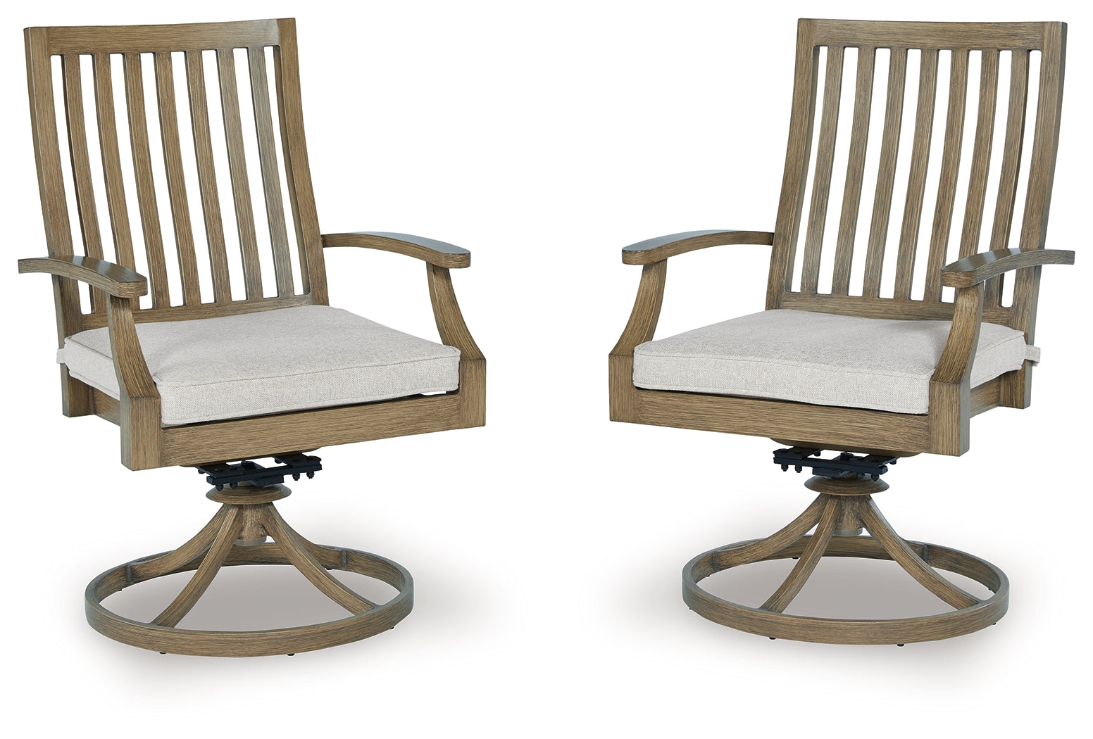 Rainier Ranch Brown/Beige Outdoor Swivel Chair with Cushion (Set of 2)