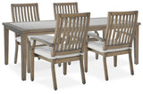 Rainier Brown/Beige Ranch Outdoor Dining Table and 4 Chairs
