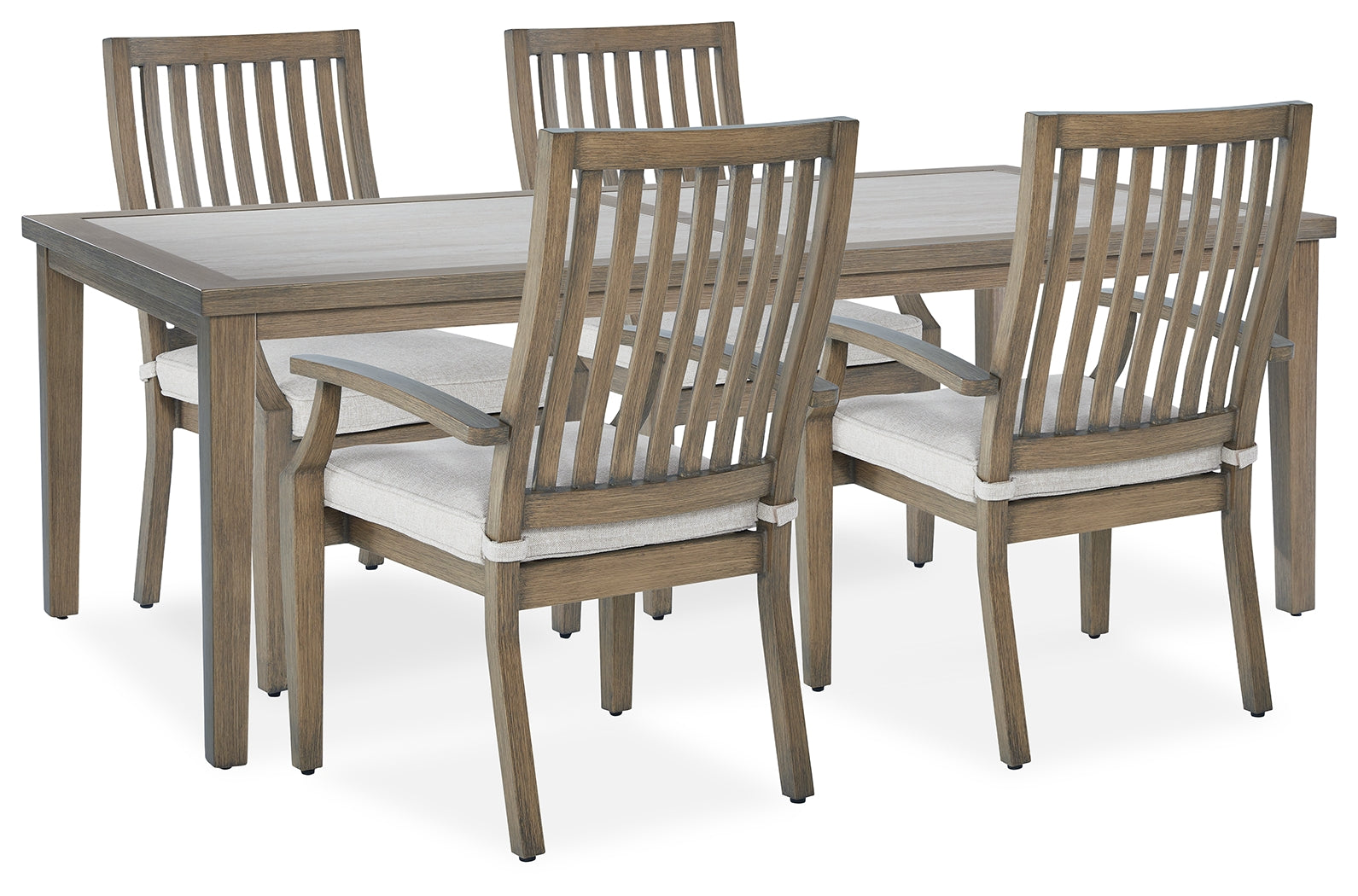 Rainier Brown/Beige Ranch Outdoor Dining Table and 4 Chairs