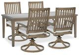 Rainier Brown/Beige Ranch Outdoor Dining Table and 4 Chairs
