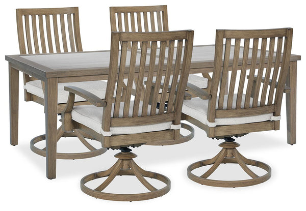 Rainier Brown/Beige Ranch Outdoor Dining Table and 4 Chairs