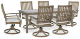 Rainier Brown/Beige Ranch Outdoor Dining Table and 6 Chairs