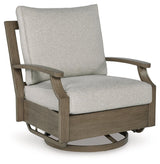 Rainier Ranch Brown/Beige Outdoor Swivel Glider Chair with Cushion