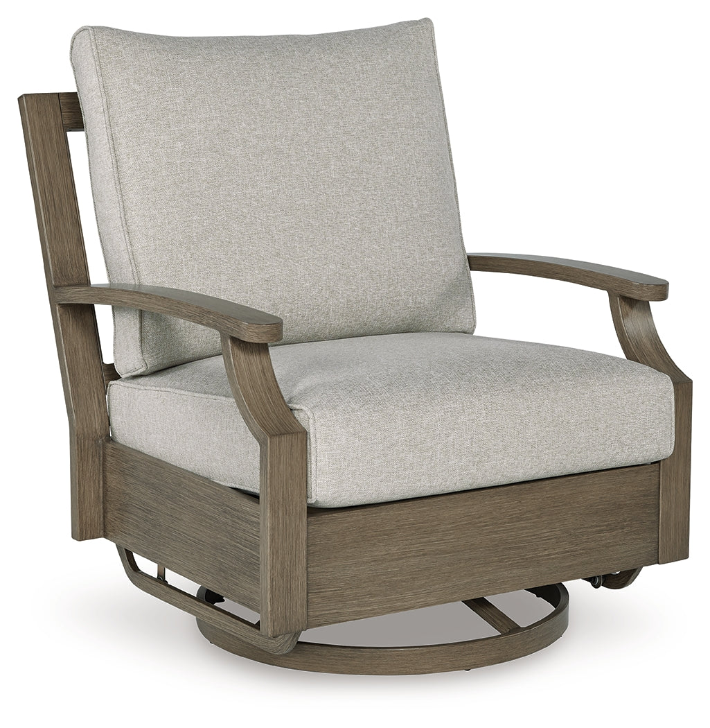 Rainier Brown/Beige Ranch Outdoor Loveseat and 2 Chairs with Coffee Table