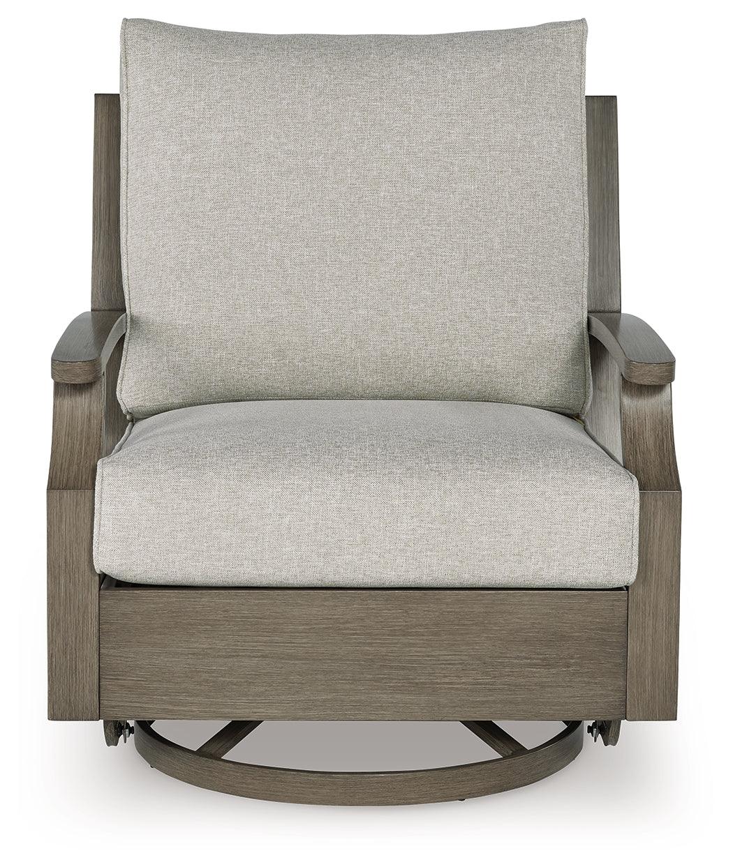 Rainier Ranch Brown/Beige Outdoor Swivel Glider Chair with Cushion