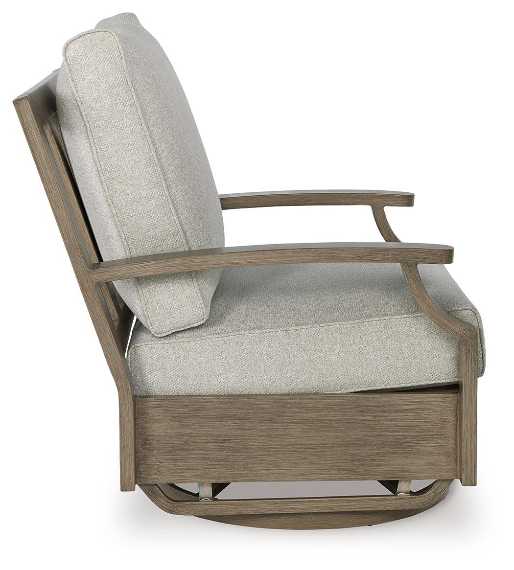 Rainier Ranch Brown/Beige Outdoor Swivel Glider Chair with Cushion