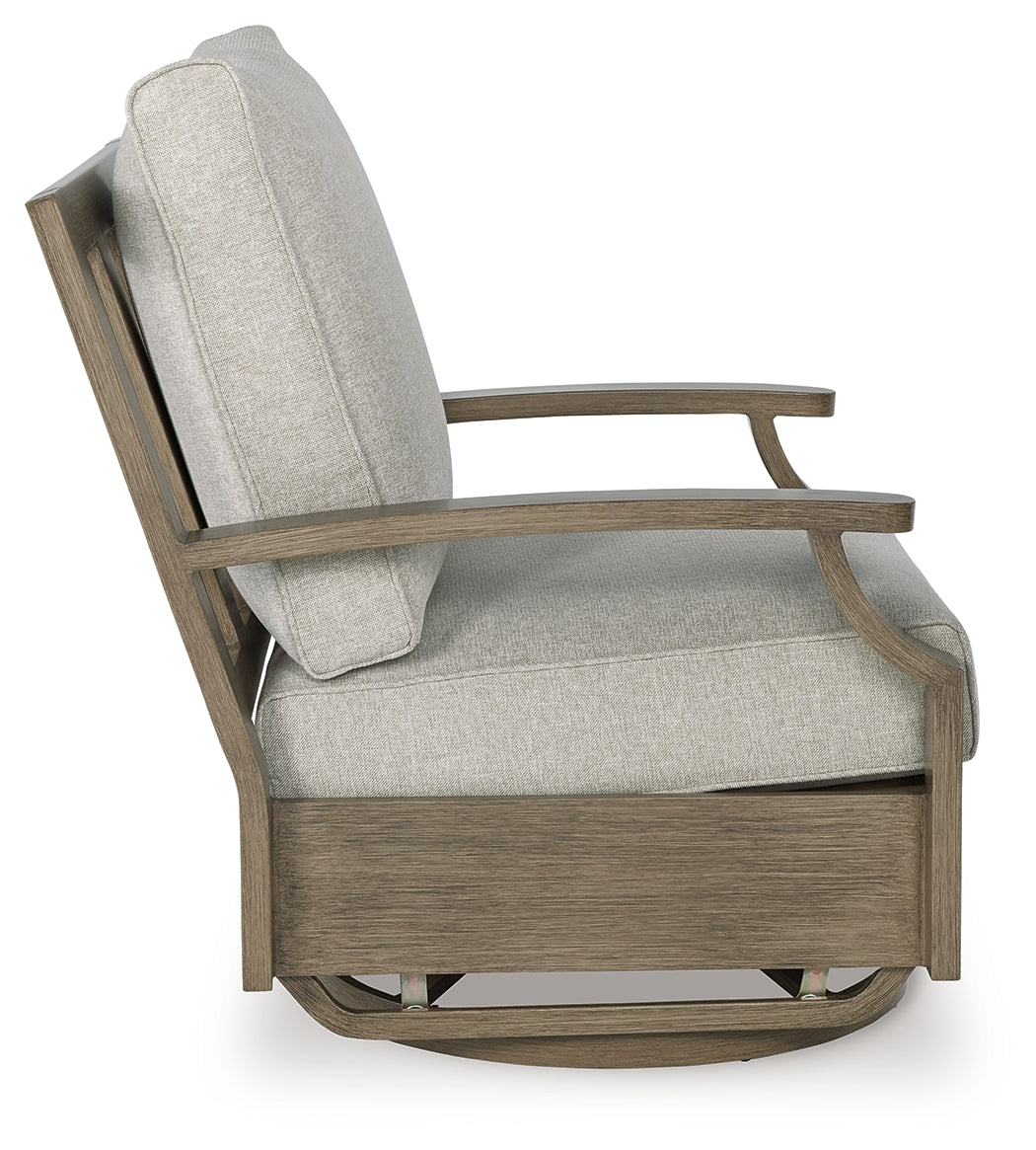 Rainier Brown/Beige Ranch Outdoor Loveseat and 2 Chairs with Coffee Table