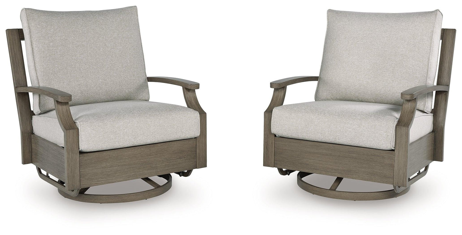 Rainier Ranch Brown/Beige Outdoor Swivel Glider Chair with Cushion