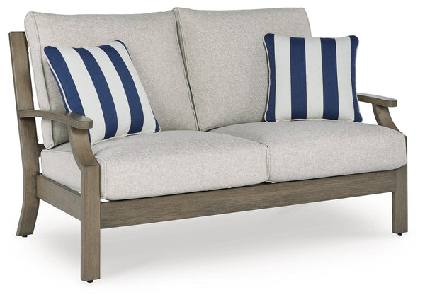 Rainier Ranch Brown/Beige Nuvella® Outdoor Loveseat with Cushion