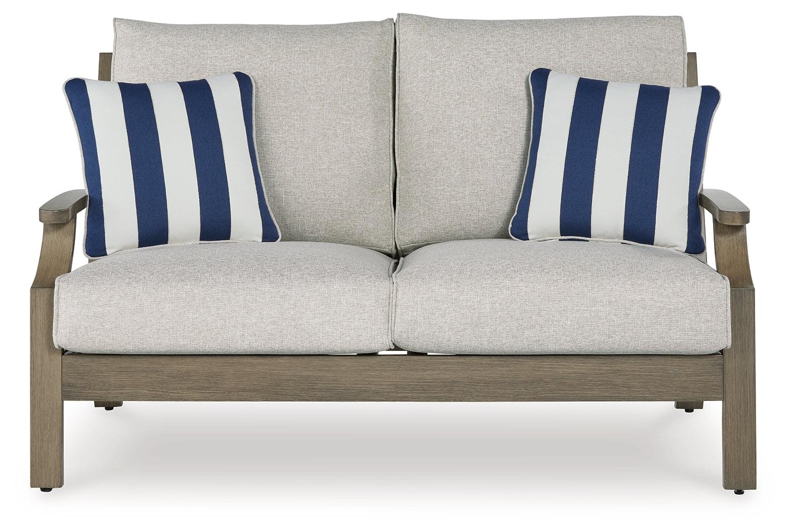 Rainier Ranch Brown/Beige Nuvella® Outdoor Loveseat with Cushion