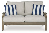 Rainier Brown/Beige Ranch Outdoor Loveseat and 2 Chairs with Coffee Table