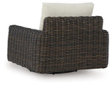 Kimora Beige/Dark Brown Outdoor Swivel Lounge Chair