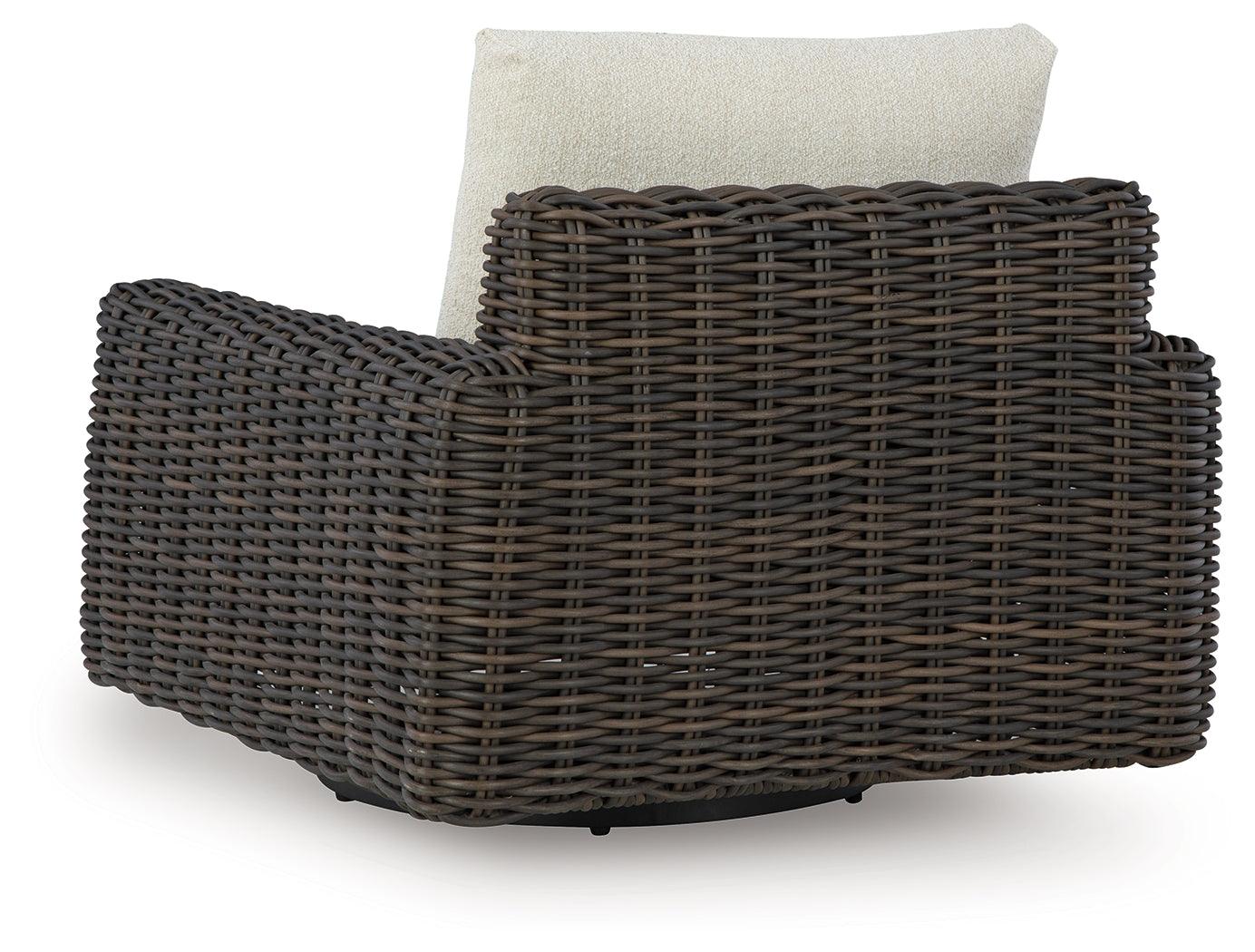 Kimora Beige/Dark Brown Outdoor Swivel Lounge Chair