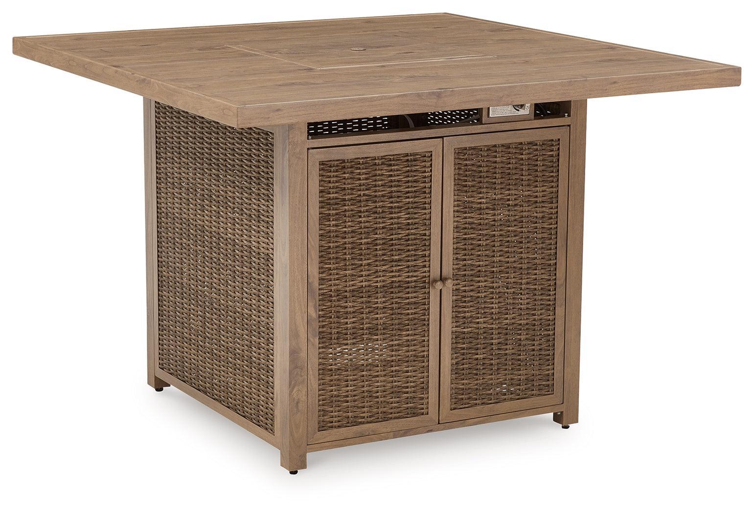 Walton Bridge Driftwood Outdoor Bar Table With Fire Pit - Ella Furniture