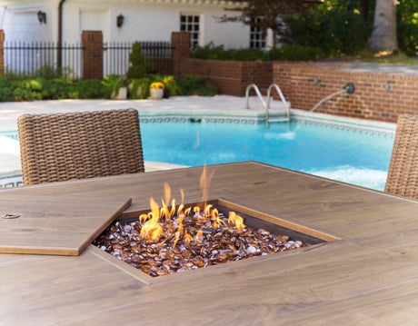 Walton Bridge Driftwood Outdoor Bar Table With Fire Pit - Ella Furniture