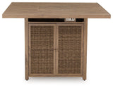 Walton Bridge Driftwood Outdoor Bar Table With Fire Pit - Ella Furniture