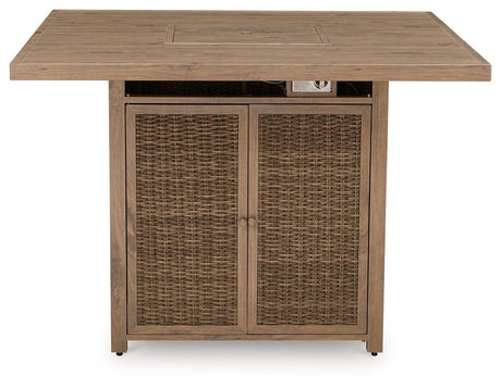 Walton Bridge Driftwood Outdoor Bar Table With Fire Pit - Ella Furniture