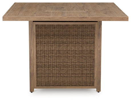Walton Bridge Driftwood Outdoor Bar Table With Fire Pit - Ella Furniture