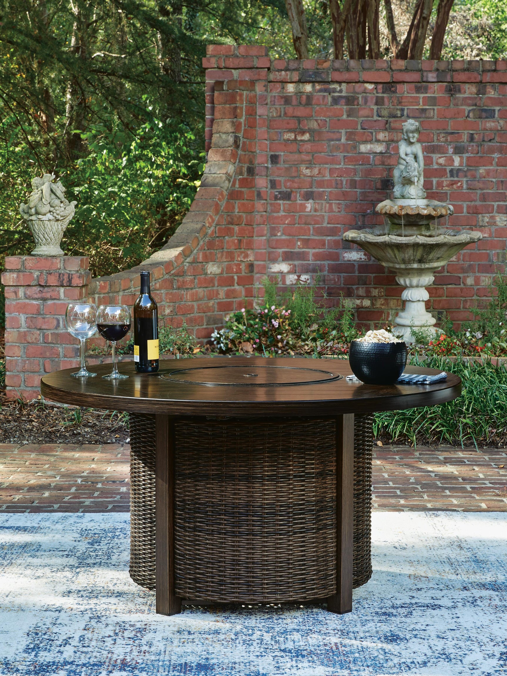 Monterey Point Dark Brown Outdoor Fire Pit Table