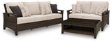 Monterey Dark Brown Point Outdoor Sofa and Loveseat with Coffee Table