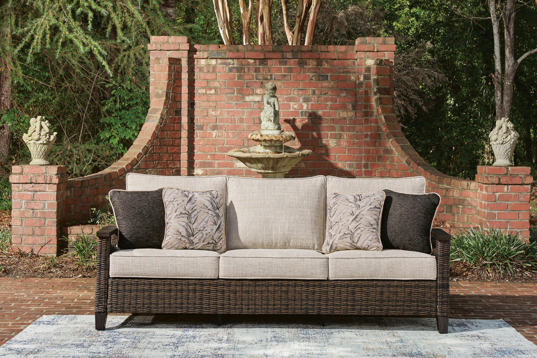 Monterey Dark Brown Point Outdoor Sofa with 2 Lounge Chairs