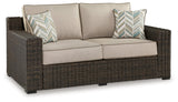 Coastline Bay Brown Outdoor Loveseat with Cushions