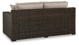 Coastline Bay Brown Outdoor Loveseat with Cushions