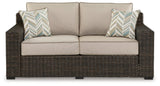 Coastline Bay Brown Outdoor Loveseat with Cushions